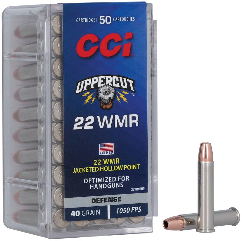 Uppercut, 22 WMR, 40 Grain, Copper Plated Hollow Point, 1050 fps 22 WMR Caliber Ammo - 50 Rounds of 40 Grain Weight Ammunition (22WMRUP)