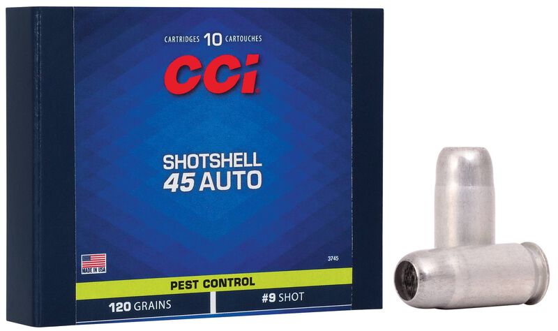Pest Control Shotshell, 45 Auto, 9 Shot, 1100 fps