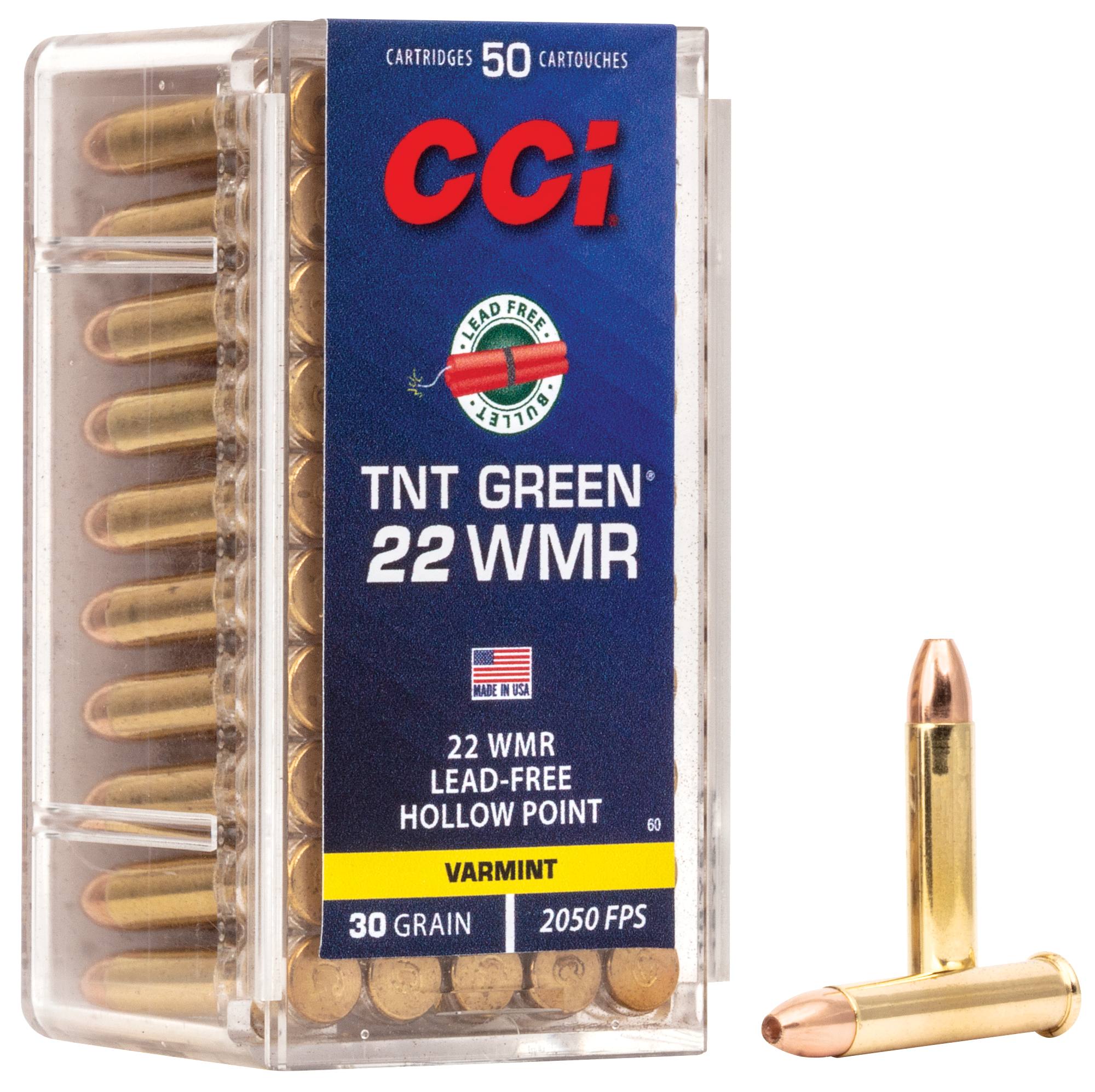 Buy TNT Green 22 WMR Ammo | 30 Grain, 2050 FPS | CCI Ammunition