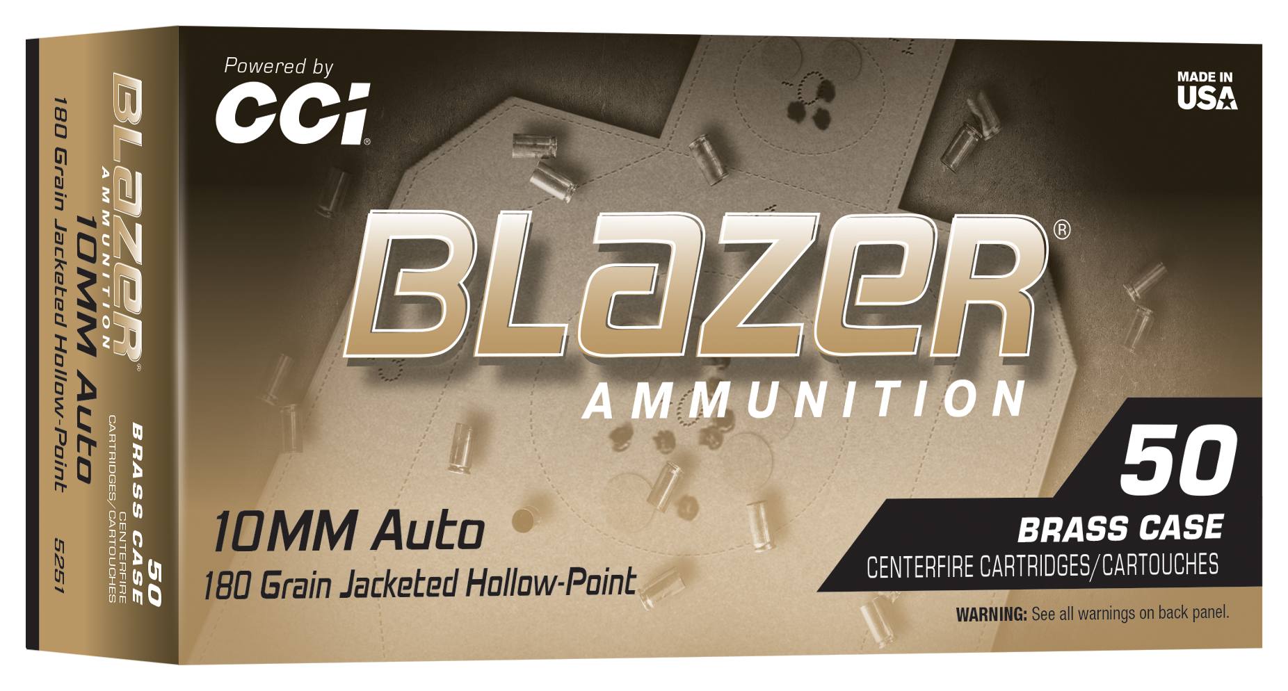 CCI Blazer Brass 10mm 180gr JHP – Reliable Hollow Point Ammo, 1175 fps, 50 Rounds